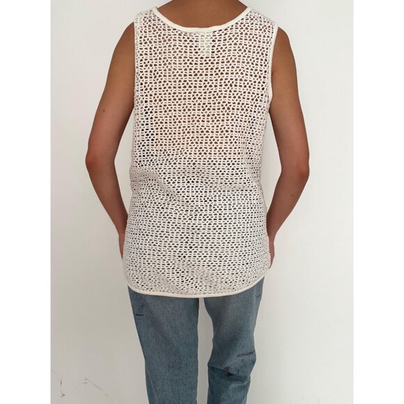 80s vintage white mesh Florida retro graphic unisex cotton tank top made in USA - Picture 6 of 9